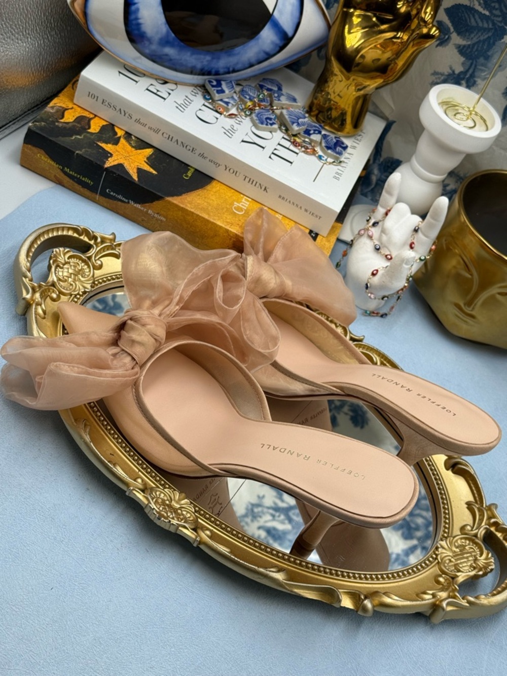 🆕 LOEFFLER RANDALL 🧿 NWOB Margot Bow Mule, Nude Organza Mesh - Sz 7 - Picture 10 of 15